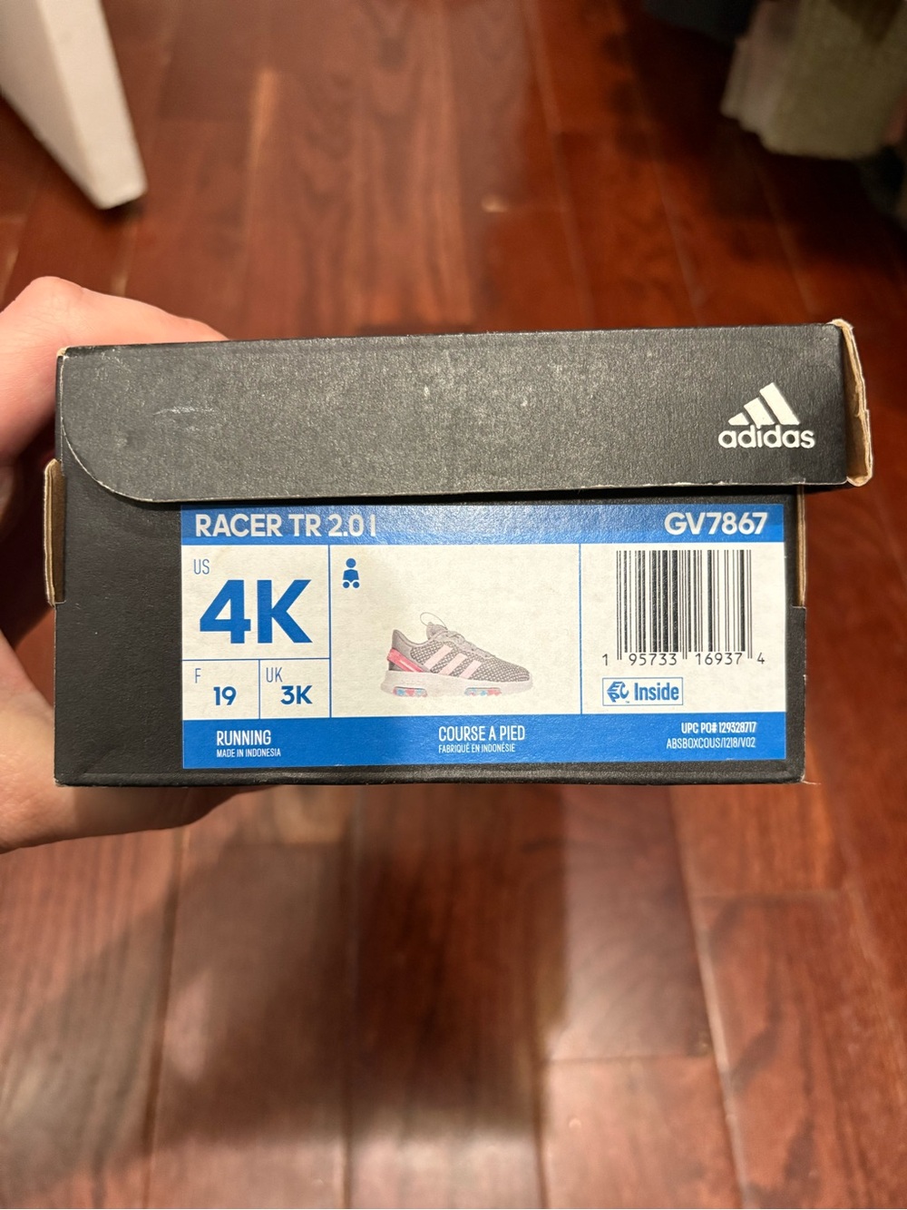 adidas Toddler Grey Sneakers with Pink Stripes - Picture 2 of 6